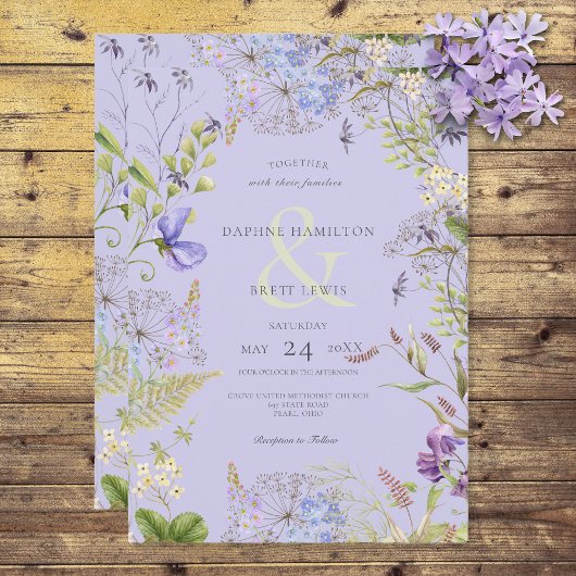 Invitation Lavande Rustique et Fleur sauvage de l'âge