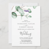 Invitation Lavande rustique et Mariage d'eucalyptus (Devant)