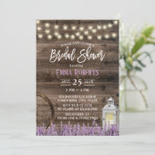 Invitation Lavande Rustique Fête des mariées à lanterne blanc (Debout devant)