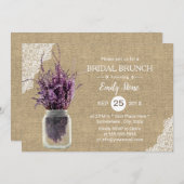 Invitation Lavande Rustique Fête des mariées de Burlap Jar Fl (Devant / Derrière)