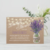 Invitation Lavande Rustique Fête des mariées Floral Jar Kraft (Debout devant)