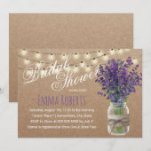 Invitation Lavande Rustique Fête des mariées Floral Jar Kraft (Devant / Derrière)