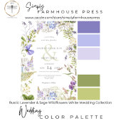 Invitation Lavande Rustique & Fleurs sauvages Sage Blanc