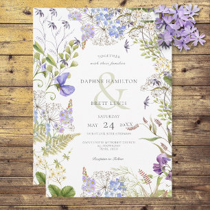 Invitation Lavande Rustique & Fleurs sauvages Sage Blanc