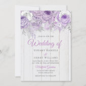 Invitation Lavande Rustique Fleurs violettes Mariage Inviter (Devant)