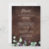 Invitation Lavande Rustique Floral En Bois Tout En Un Mariage (Dos)