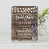 Invitation Lavande Rustique Floral Jar Pays Fête des mariées (Debout devant)