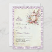 Invitation Lavande Rustique Floral Lanterne Mariage musulman (Devant)