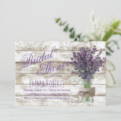 Invitation Lavande Rustique Floral Mason Jar Fête des mariées (Debout devant)