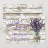 Invitation Lavande Rustique Floral Mason Jar Fête des mariées (Devant / Derrière)