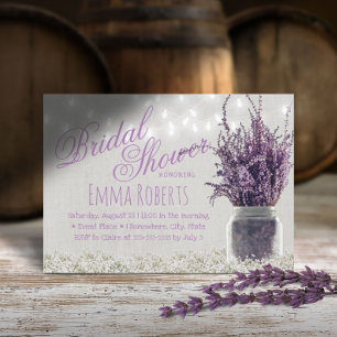 Invitation Lavande Rustique Floral Mason Jar Fête des mariées