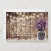 Invitation Lavande Rustique Floral Mason Jar Fête des mariées (Devant)