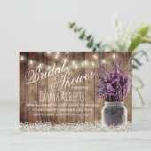 Invitation Lavande Rustique Floral Mason Jar Fête des mariées (Debout devant)