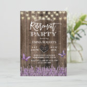 Invitation Lavande Rustique Floral Vintage Bois Retraite (Debout devant)