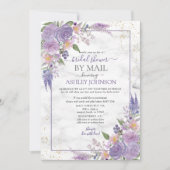 Invitation Lavande Rustique Lilac Gold Floral Douche par cour (Devant)