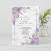 Invitation Lavande Rustique Lilac Gold Floral Douche par cour (Debout devant)