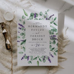Invitation Lavande rustique & Mariage de cadre floral Eucalyp<br><div class="desc">Ce faire-part de mariage rustique à armature de lavande et d'eucalyptus est parfait pour un mariage extérieur simple et élégant. Le design floral présente des feuilles d'eucalyptus aquarelle et de la verdure avec des sprigs de fleurs sauvages violets.</div>