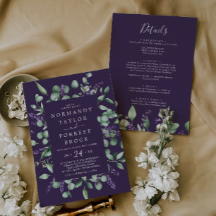 Invitation Lavande Rustique Purple Floral Tout En Un Mariage