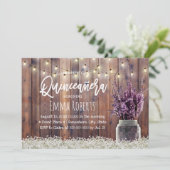 Invitation Lavande Rustique Quinceanera Lumières à cordes flo (Debout devant)