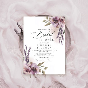 Invitation Lavande Rustique Violet Floral Chic Fête des marié
