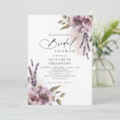 Invitation Lavande Rustique Violet Floral Chic Fête des marié (Debout devant)
