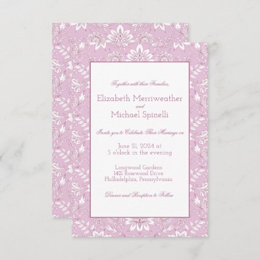 Invitation Lavande, Style William Morris (Devant / Derrière)