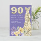 Invitation Lavande & Sunshine Gold Gown 90e fête d'anniversai (Debout devant)