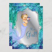 Invitation Lavande Turquoise sous le Baby shower de sirène de (Devant / Derrière)