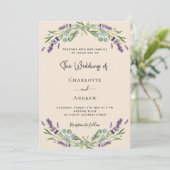 Invitation Lavande verdure violet beige QR RSVP mariage (Debout devant)