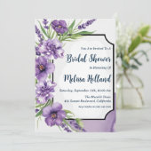 Invitation lavande verdure violet fleurie douche nuptiale (Debout devant)