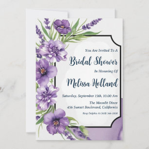 Invitation lavande verdure violet fleurie douche nuptiale