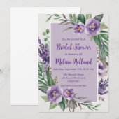 Invitation lavande verdure violet fleurie douche nuptiale (Devant / Derrière)
