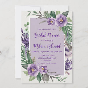 Invitation lavande verdure violet fleurie douche nuptiale