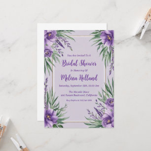 Invitation lavande verdure violet fleurie douche nuptiale