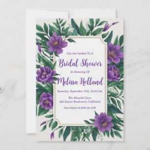 Invitation lavande verdure violet fleurie douche nuptiale