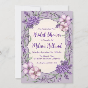 Invitation lavande verdure violet fleurie douche nuptiale