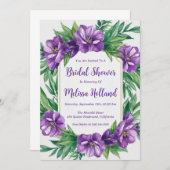 Invitation lavande verdure violet fleurie douche nuptiale (Devant / Derrière)