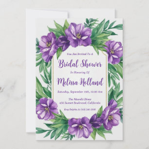 Invitation lavande verdure violet fleurie douche nuptiale