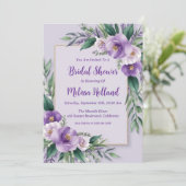 Invitation lavande verdure violet fleurie douche nuptiale (Debout devant)