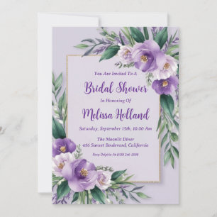 Invitation lavande verdure violet fleurie douche nuptiale