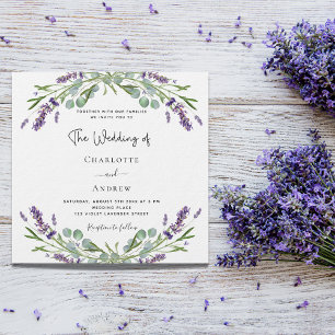 Invitation Lavande verdure violet fleurs mariage de luxe