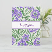 Invitation Lavande, Vert Et Blanc Imprimés (Debout devant)