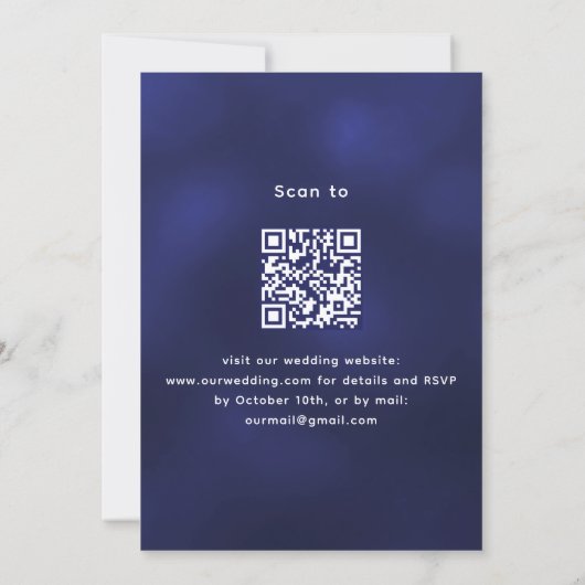 Invitation Lavande vert marine bleu QR code RSVP mariage (Dos)