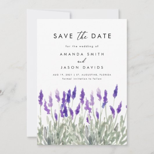 Invitation Lavande verte Lilac violet Enregistrer la date (Devant)