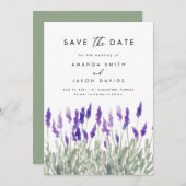 Invitation Lavande verte Lilac violet Enregistrer la date (Devant / Derrière)
