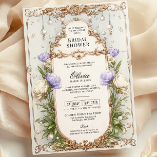 Invitation Lavande Vintage Fête des mariées or