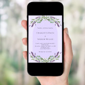Invitation Lavande violet arche florale QR RSVP mariage de lu