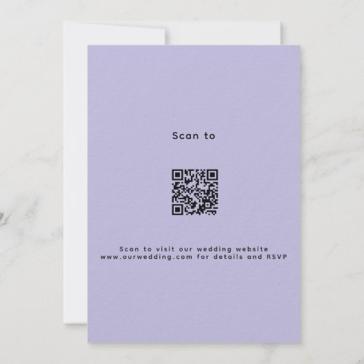 Invitation Lavande violet arche florale QR RSVP mariage de lu (Dos)
