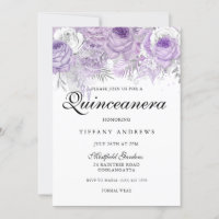 Lavande violet blanc Fleurs d'argent Quinceanera