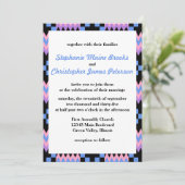 Invitation Lavande violet, Bleu, Tissu Kente Rose (Debout devant)